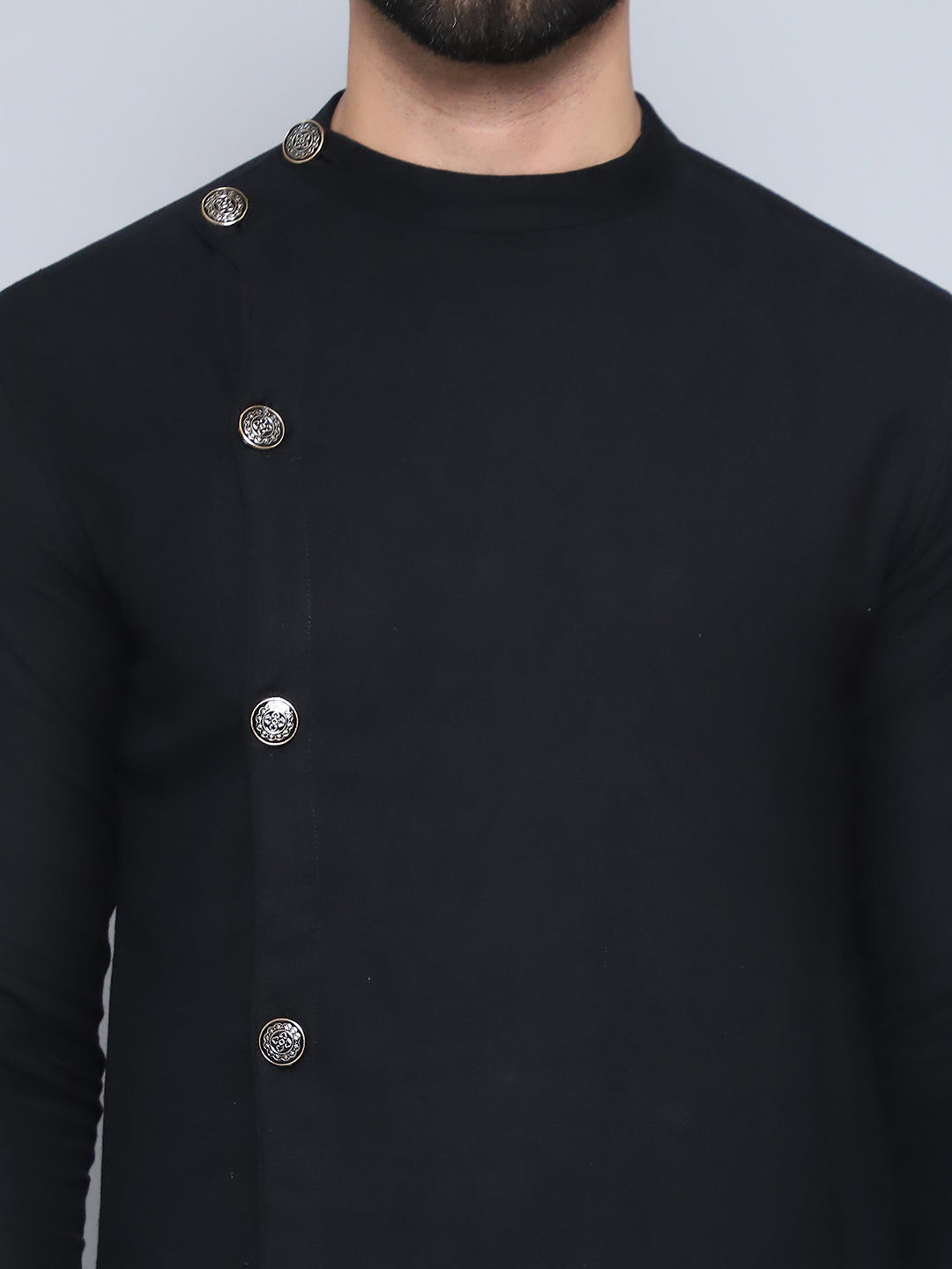 Even Apparels Men's Pure Cotton Black Sherwani Kurta | Grocsy