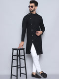 Even Apparels Men's Pure Cotton Black Sherwani Kurta | Grocsy