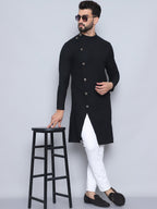 Even Apparels Men's Pure Cotton Black Sherwani Kurta | Grocsy