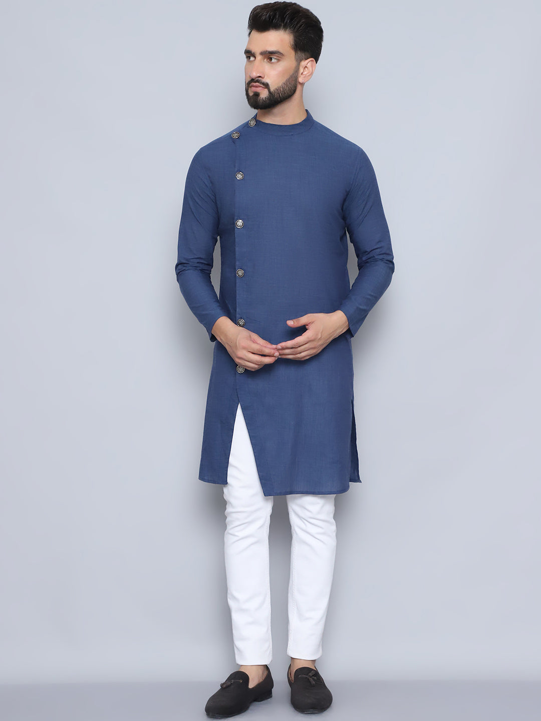 Even Apparels Men's Pure Cotton Grey Sherwani Kurta | Grocsy