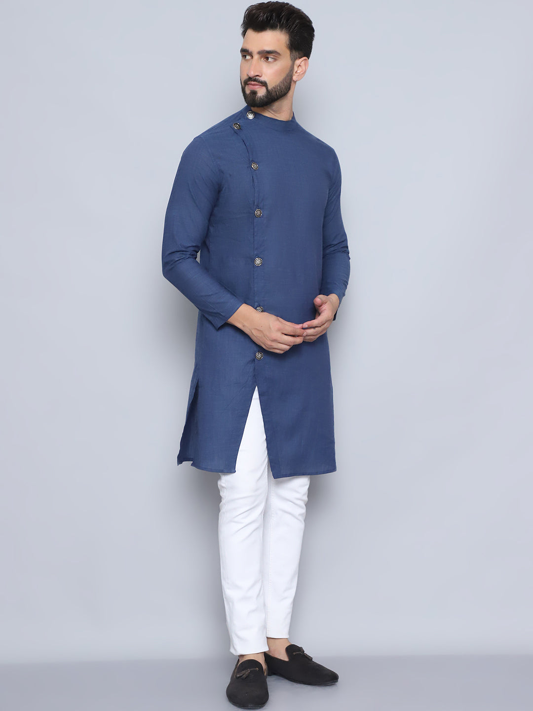 Even Apparels Men's Pure Cotton Grey Sherwani Kurta | Grocsy