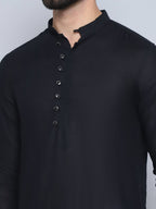 Even Apparels Men's Pure Cotton Black Kurta | Grocsy