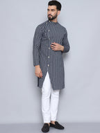 Even Apparels Men's Pure Cotton Black Sherwani Kurta | Grocsy