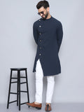 Even Apparels Men's Pure Cotton Blue Sherwani Kurta | Grocsy