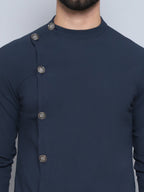 Even Apparels Men's Pure Cotton Blue Sherwani Kurta | Grocsy