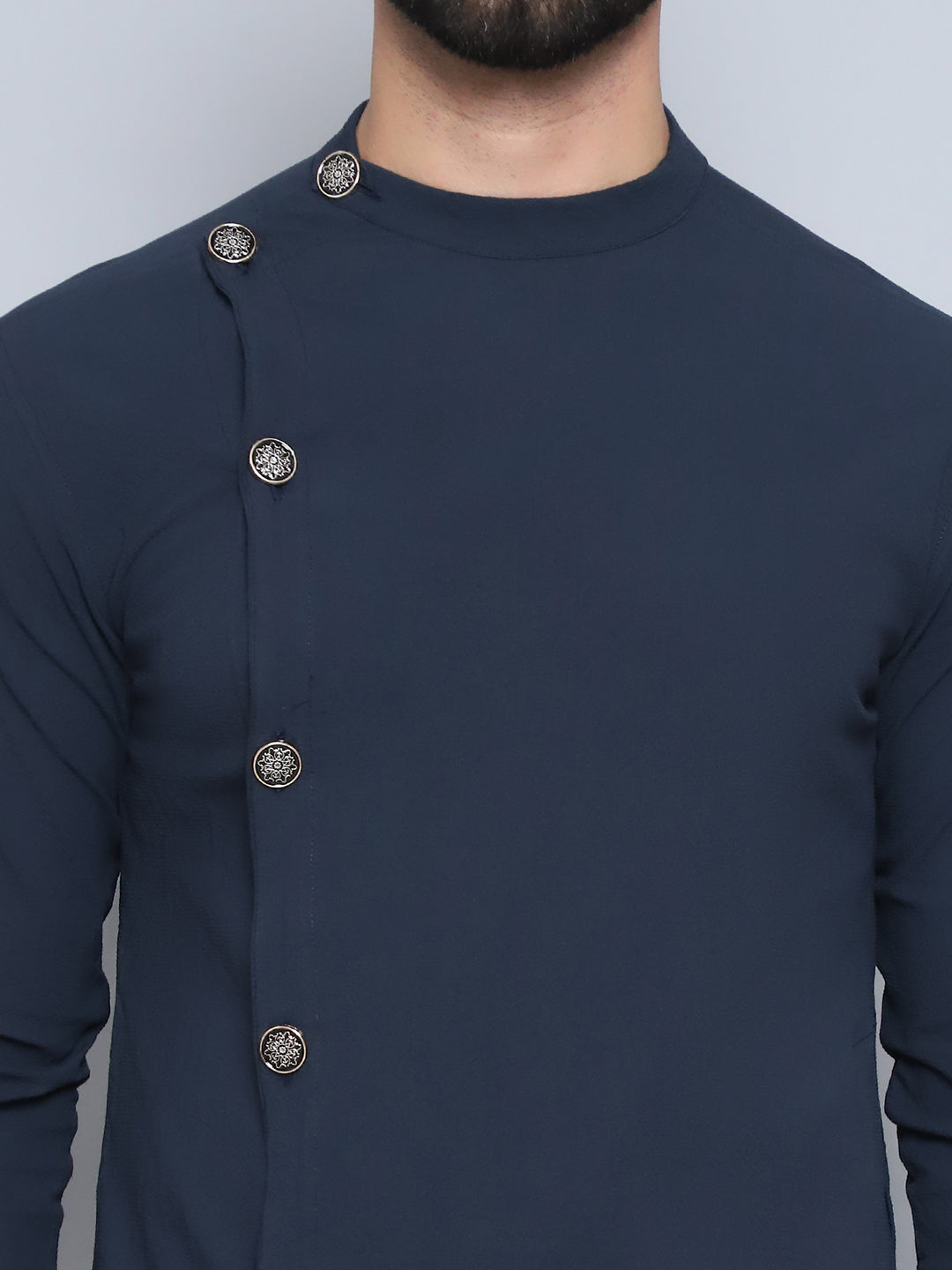 Even Apparels Men's Pure Cotton Blue Sherwani Kurta | Grocsy