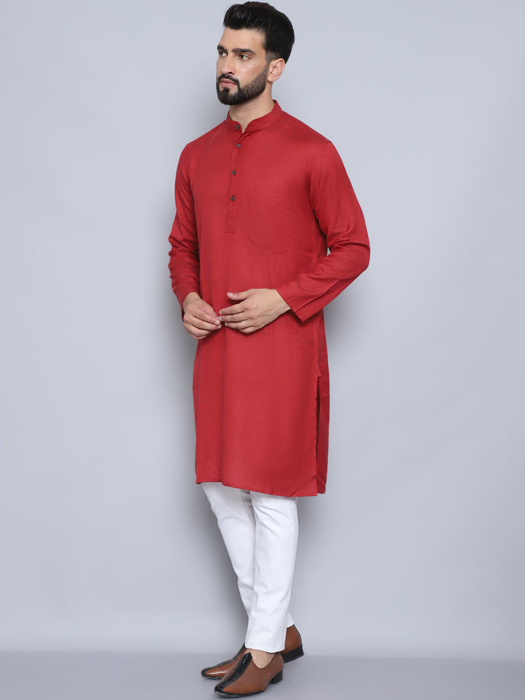 Even Apparels Men's Pure Cotton Rust Kurta | Grocsy