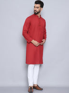 Even Apparels Men's Pure Cotton Rust Kurta | Grocsy