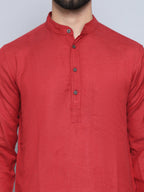 Even Apparels Men's Pure Cotton Rust Kurta | Grocsy