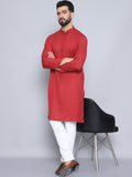 Even Apparels Men's Pure Cotton Rust Kurta | Grocsy