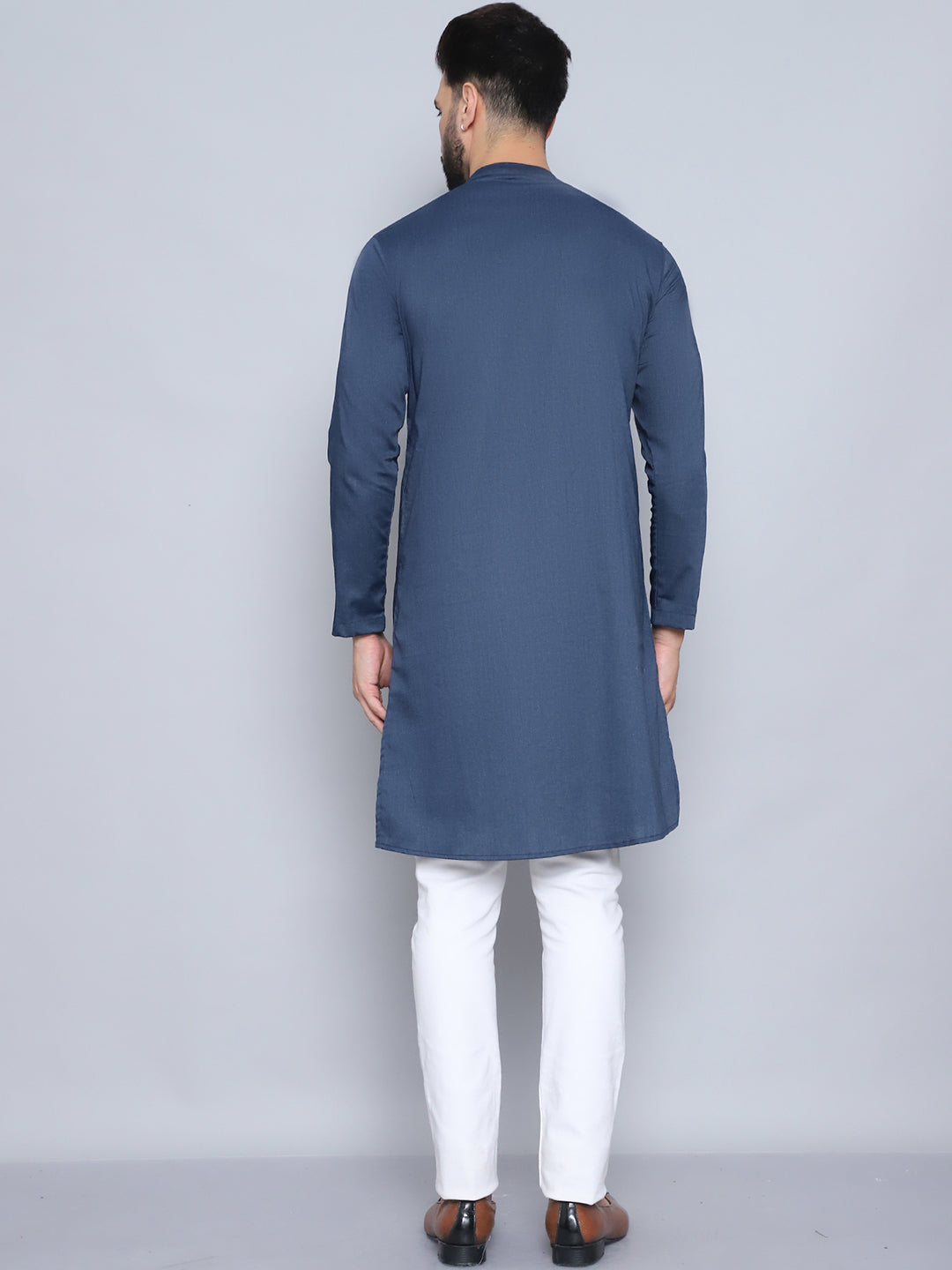 Even Apparels Men's Pure Cotton Blue Sherwani Kurta | Grocsy