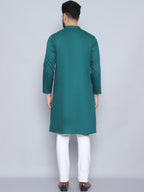 Even Apparels Men's Pure Cotton Green Kurta | Grocsy