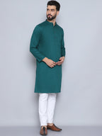 Even Apparels Men's Pure Cotton Green Kurta | Grocsy