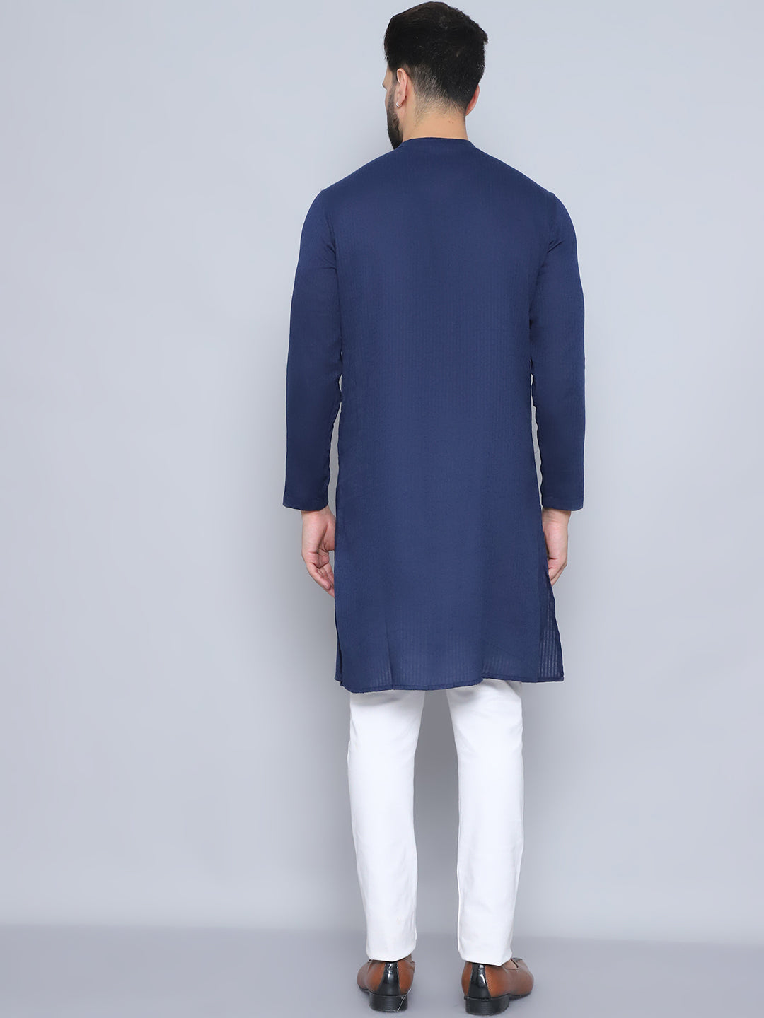 Even Apparels Men's Pure Cotton Blue Sherwani Kurta | Grocsy