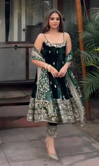 Yash Enterprise Green Vichitra Silk Party Wear Embroidery Suit Set | Grocsy