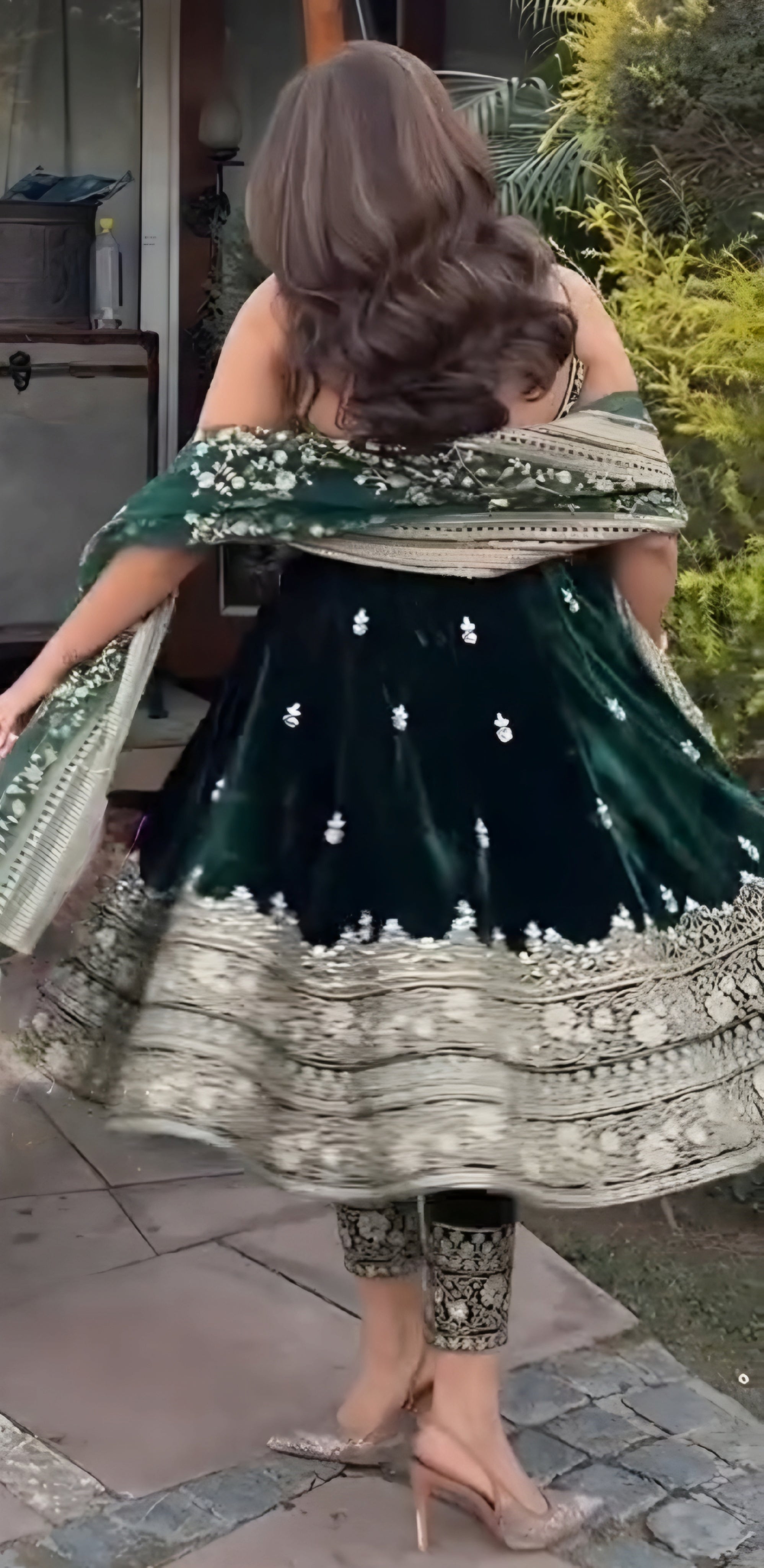 Yash Enterprise Green Vichitra Silk Party Wear Embroidery Suit Set | Grocsy