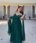 Yash Enterprise Green Faux Blooming Party Wear Embroidery Suit Set | Grocsy