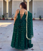 Yash Enterprise Green Faux Blooming Party Wear Embroidery Suit Set | Grocsy