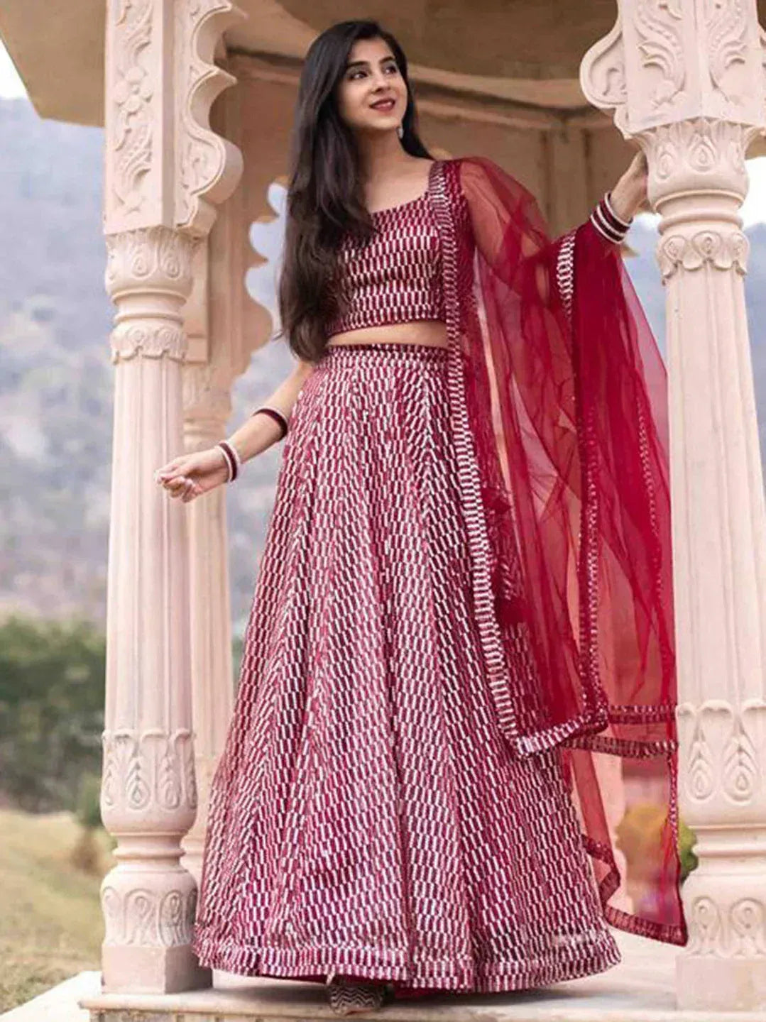 Tulsi Art Pink Sequins Heavy Net Party Wear Lehenga Choli With Dupatta | Grocsy
