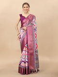 Lorenvalley Fashion Charming Zigzag Digital Print Saree With Heavy Rich Zari Border & Blouse - Mutlicolor | Grocsy