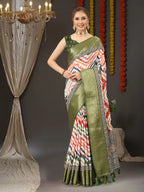 Vedant Vastram Mehndi Color Kanjeevaram Silk Saree - Mehndi | Grocsy