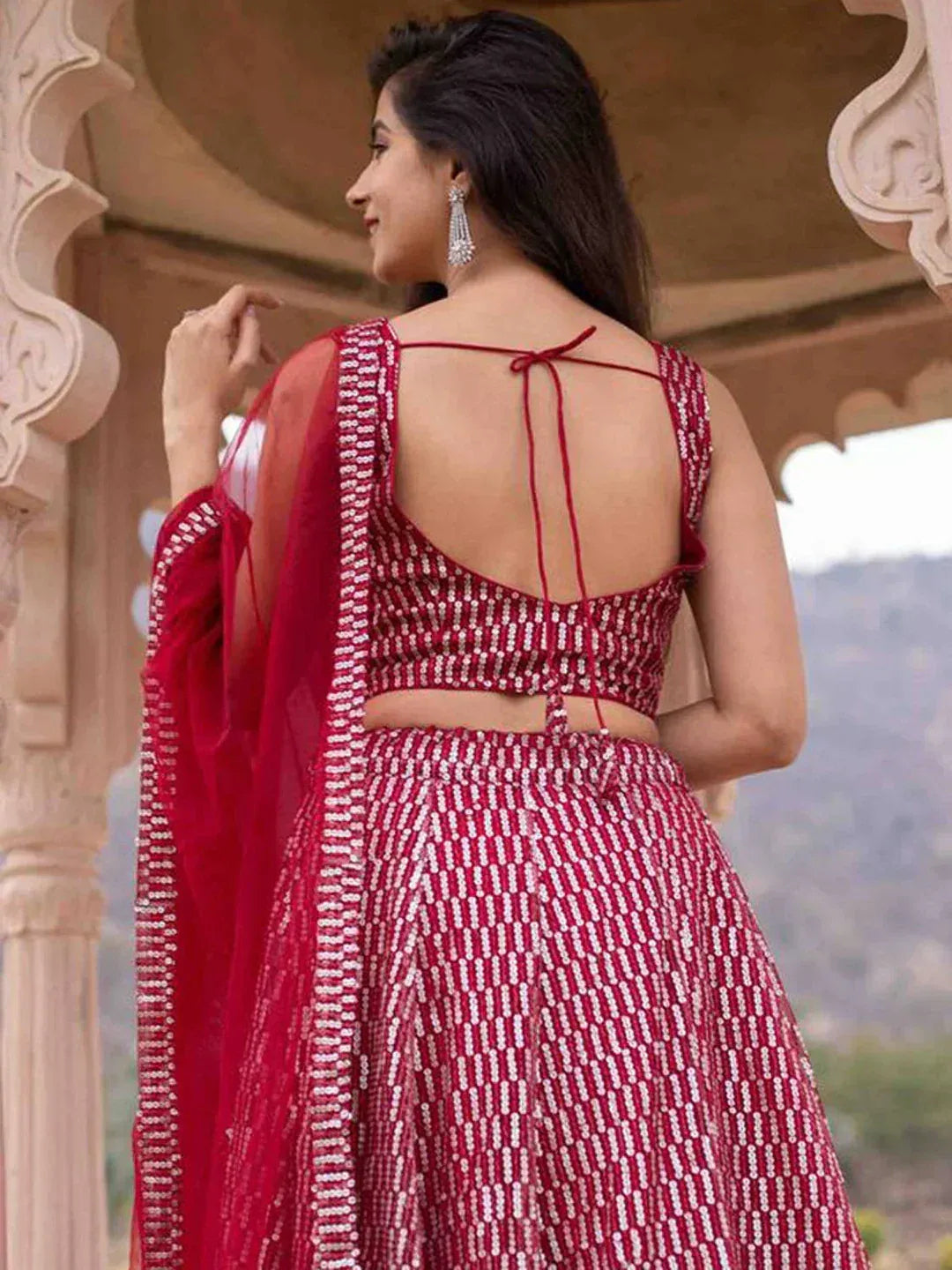 Tulsi Art Pink Sequins Heavy Net Party Wear Lehenga Choli With Dupatta | Grocsy