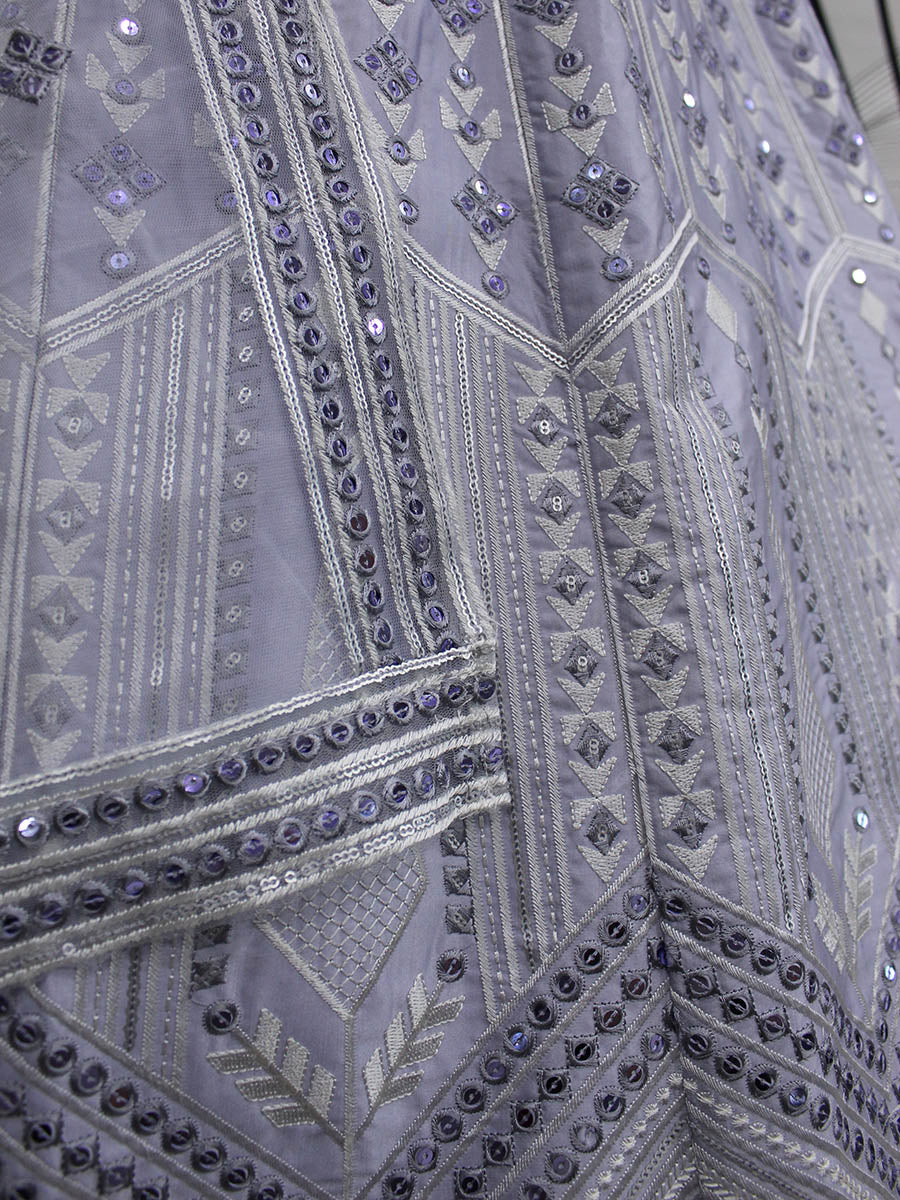 Myra Lavender Silk Embroidered Designer Lehenga | Grocsy