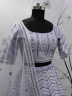 Myra Lavender Silk Embroidered Designer Lehenga | Grocsy