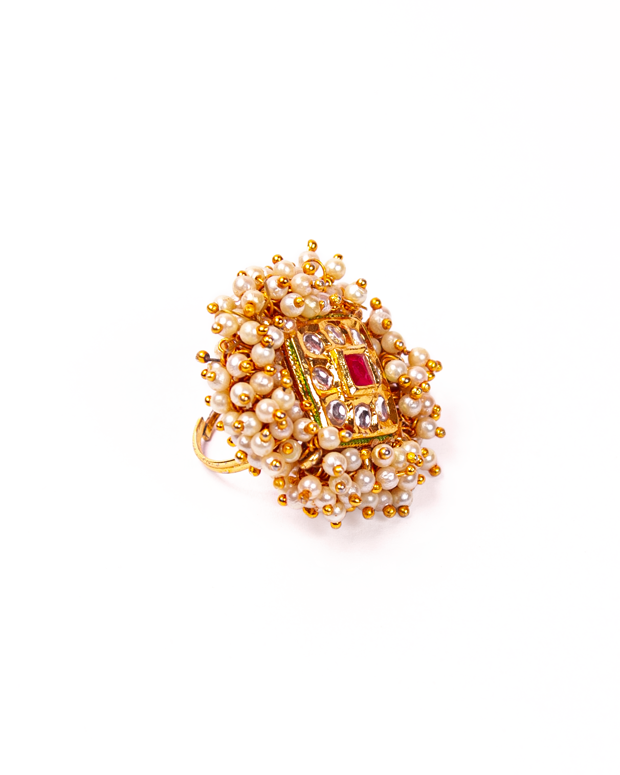 Gold-Polished Alloy Ethnic Designer Cocktail Ring - The Pari | Grocsy