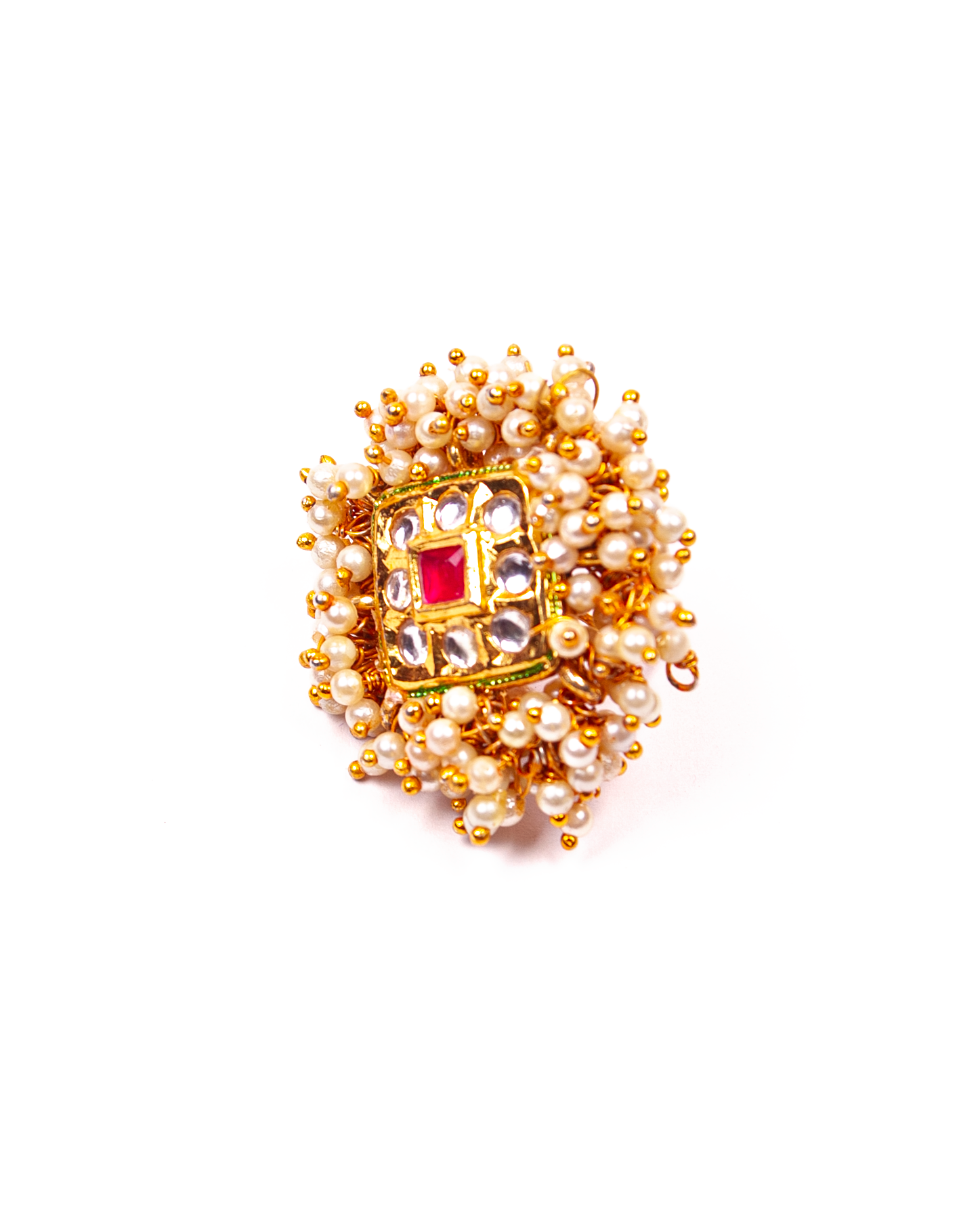 Gold-Polished Alloy Ethnic Designer Cocktail Ring - The Pari | Grocsy