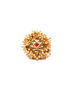 Gold-Polished Alloy Ethnic Designer Cocktail Ring - The Pari | Grocsy