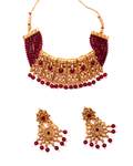 Gold-Polished Alloy Crystal & Alloy Designer Choker Necklace - The Pari | Grocsy
