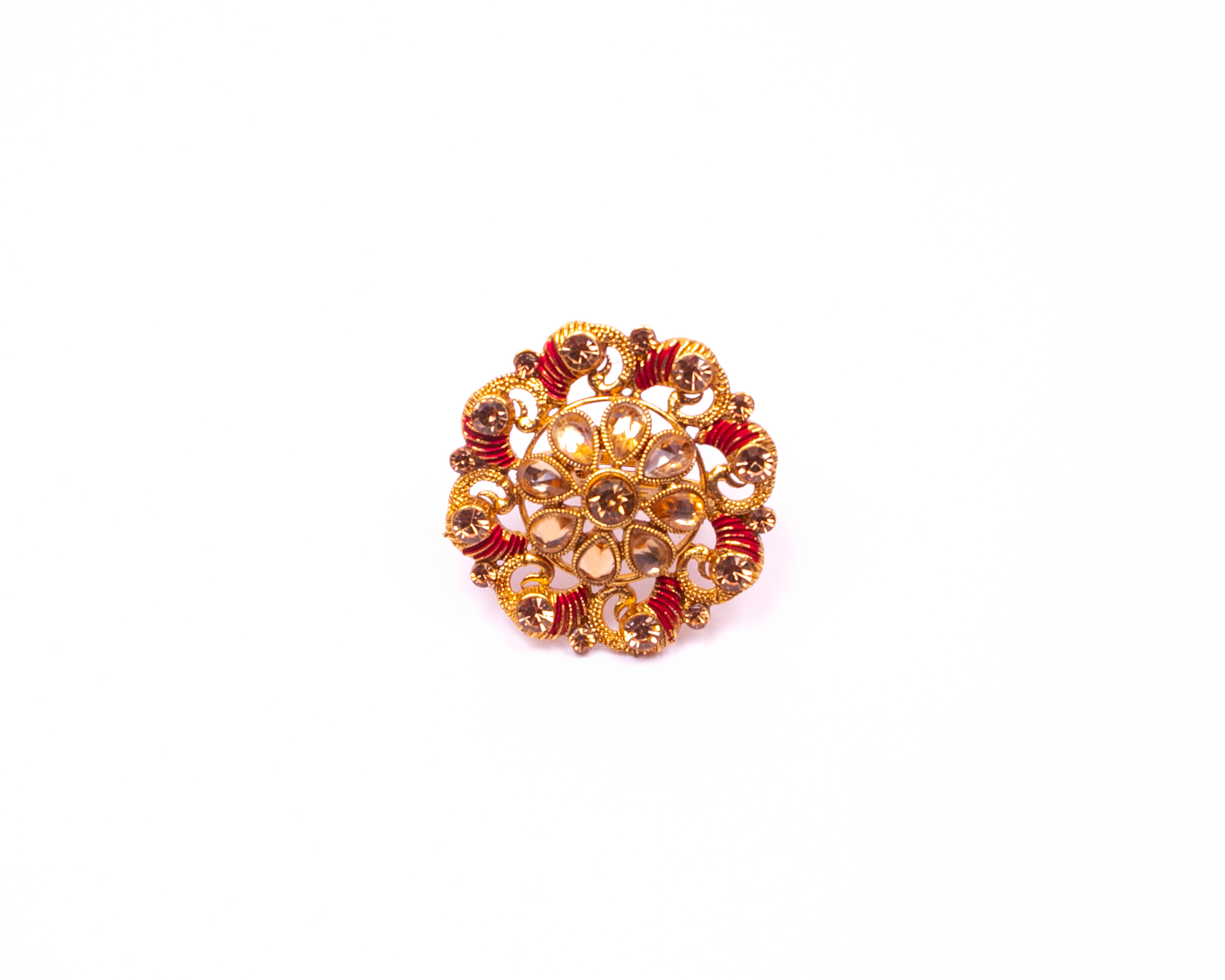 Gold-Polished Alloy Ethnic Designer Cocktail Ring - The Pari | Grocsy