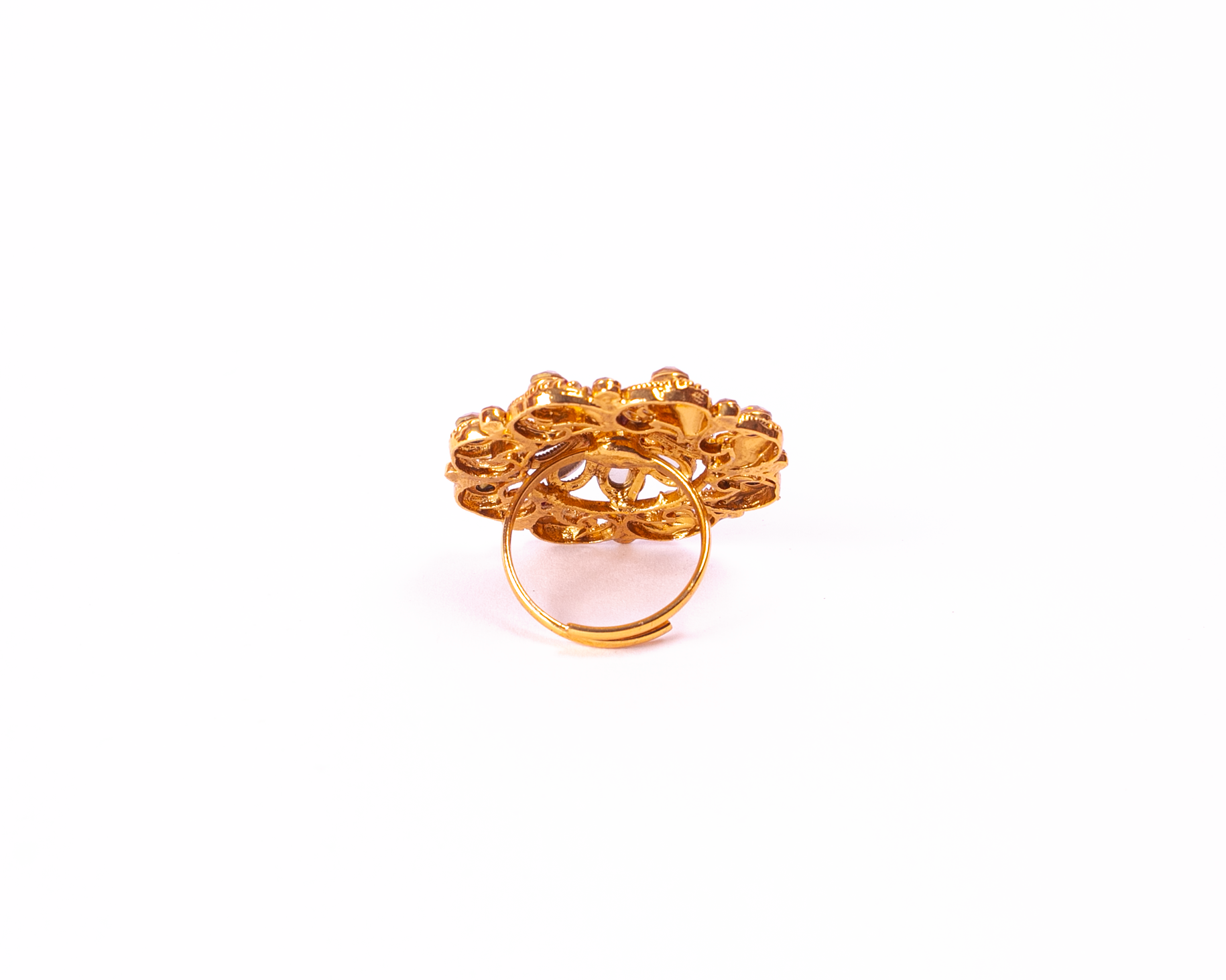 Gold-Polished Alloy Ethnic Designer Cocktail Ring - The Pari | Grocsy
