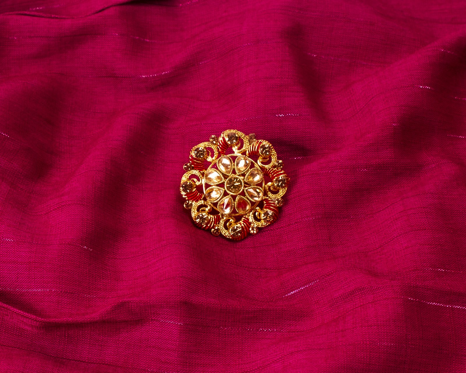 Gold-Polished Alloy Ethnic Designer Cocktail Ring - The Pari | Grocsy