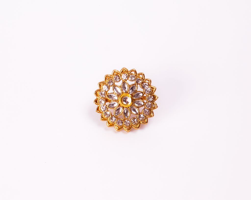 Gold-Polished Alloy Classic Ethnic Cocktail Ring - The Pari | Grocsy