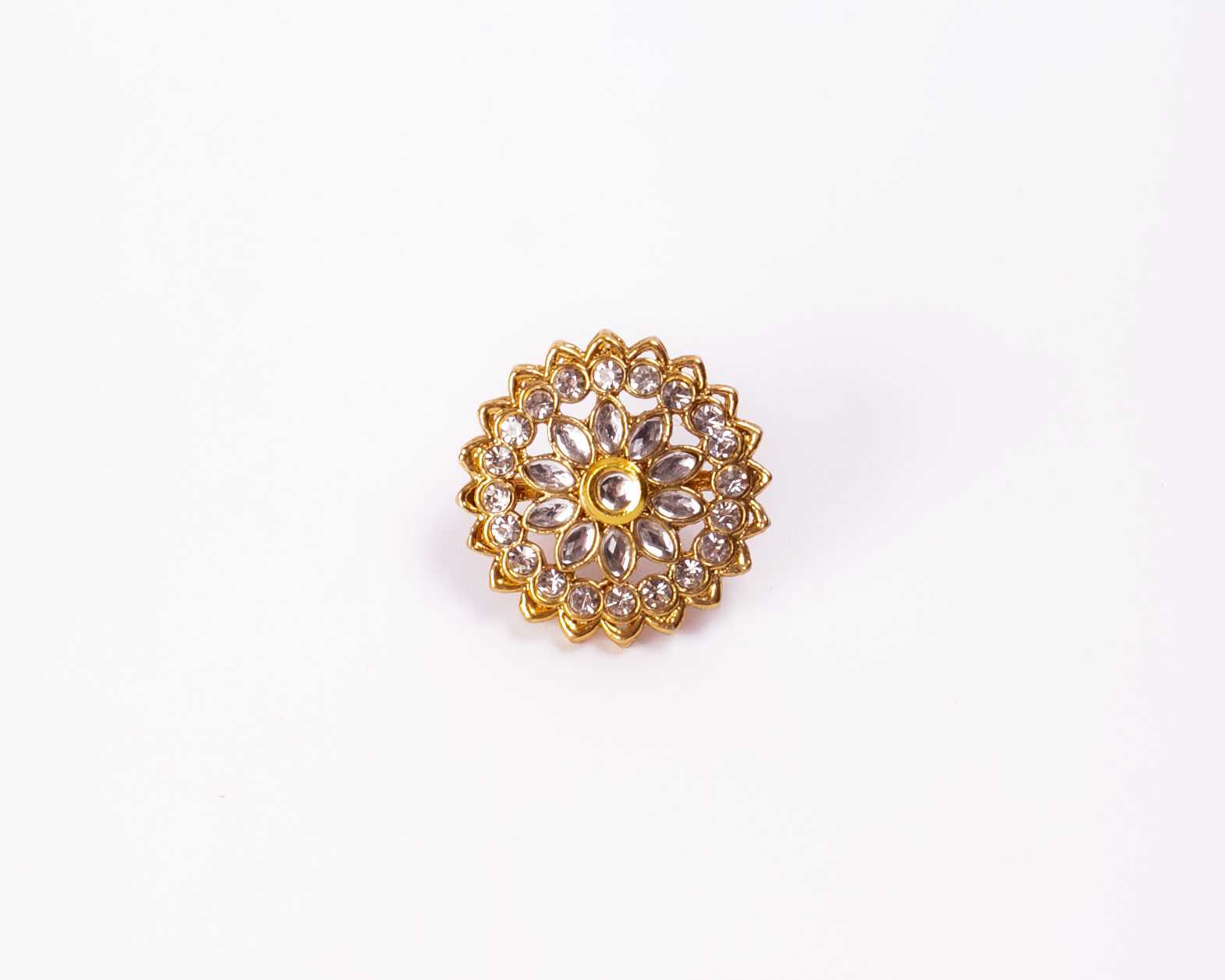 Gold-Polished Alloy Classic Ethnic Cocktail Ring - The Pari | Grocsy