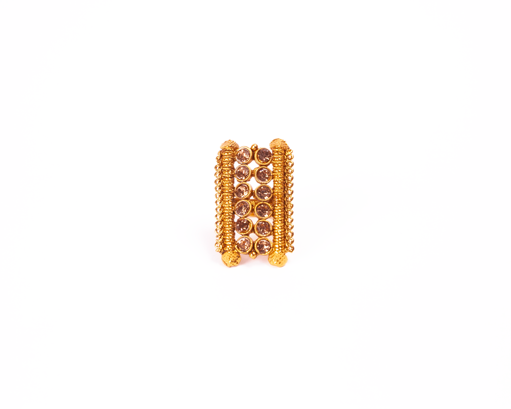 Gold-Polished Alloy Ethnic Designer Cocktail Ring - The Pari | Grocsy
