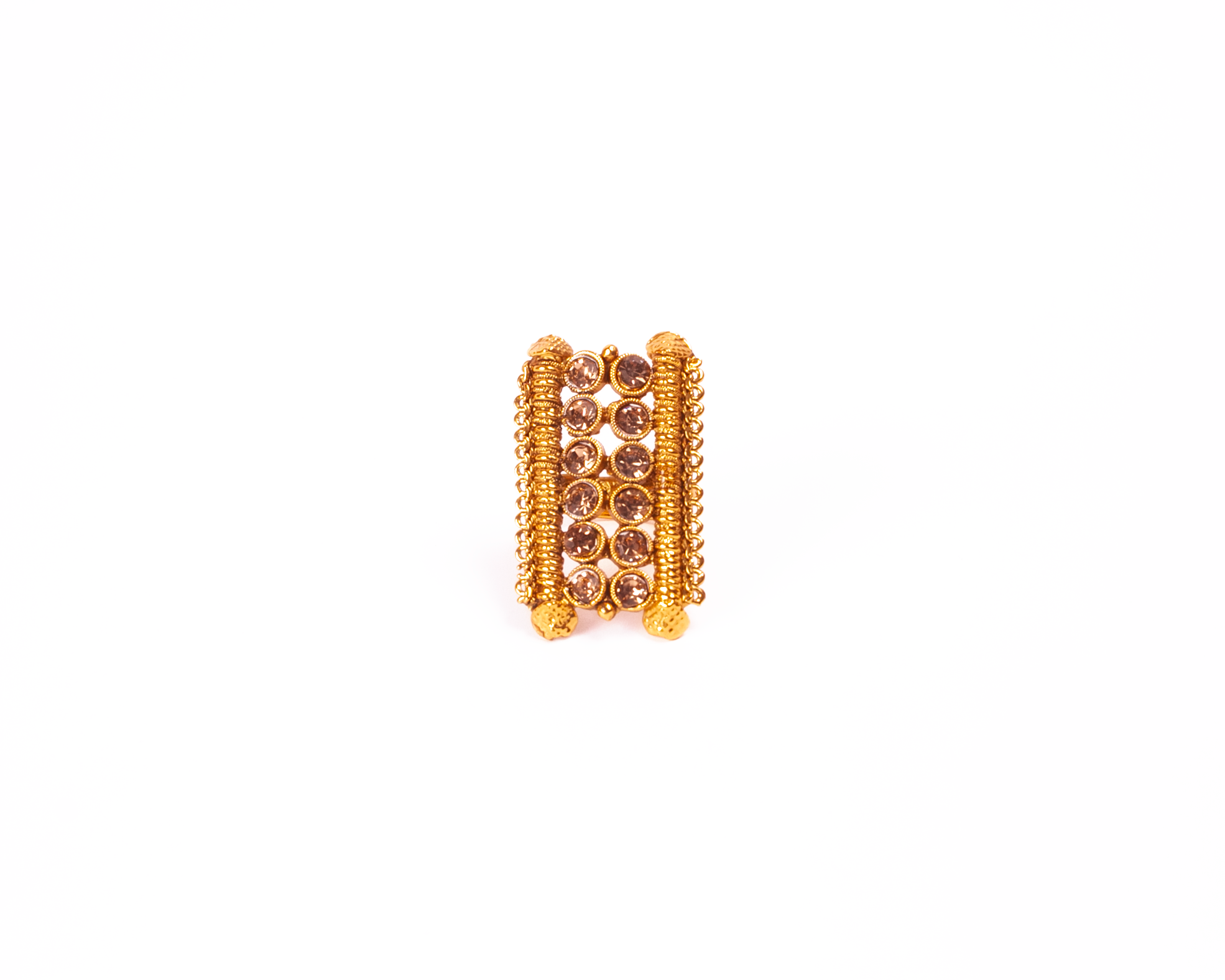 Gold-Polished Alloy Ethnic Designer Cocktail Ring - The Pari | Grocsy