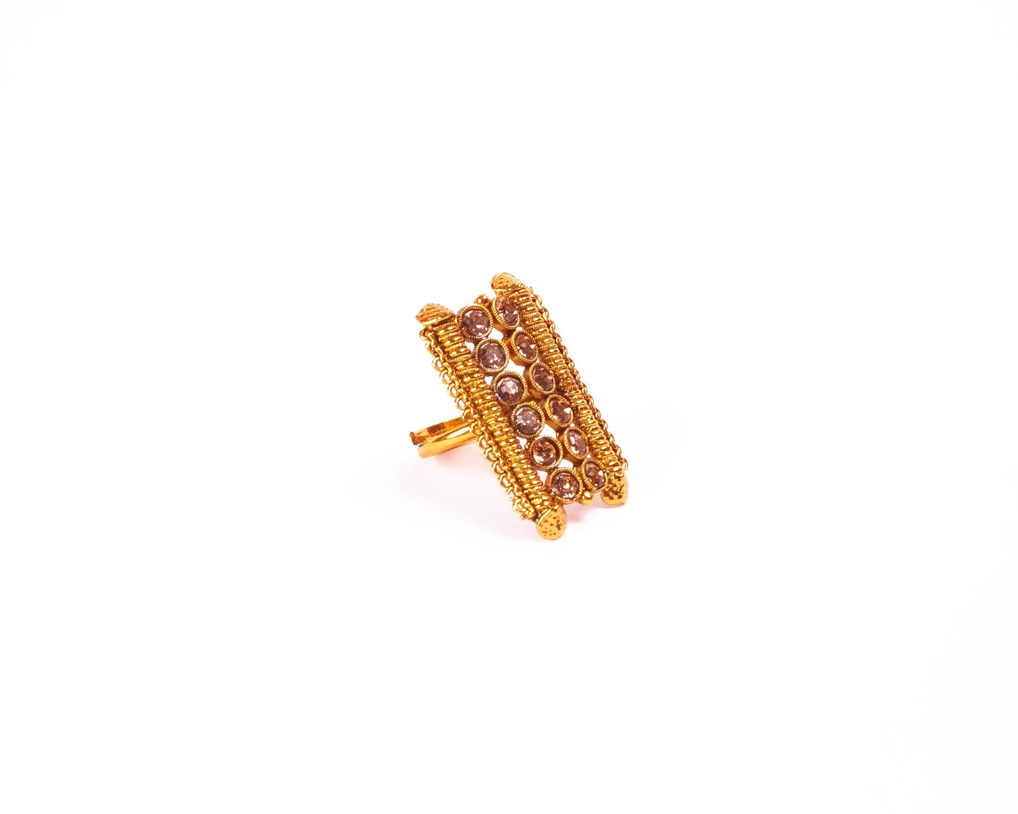 Gold-Polished Alloy Ethnic Designer Cocktail Ring - The Pari | Grocsy