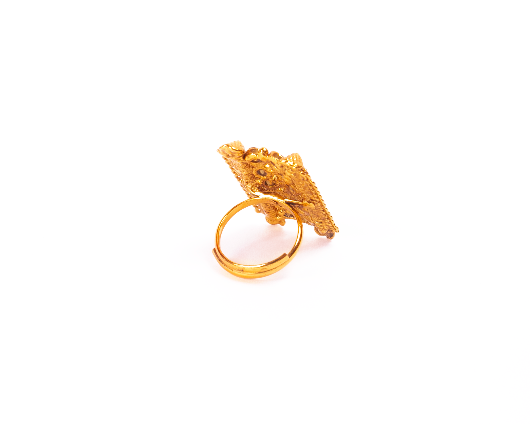 Gold-Polished Alloy Ethnic Designer Cocktail Ring - The Pari | Grocsy