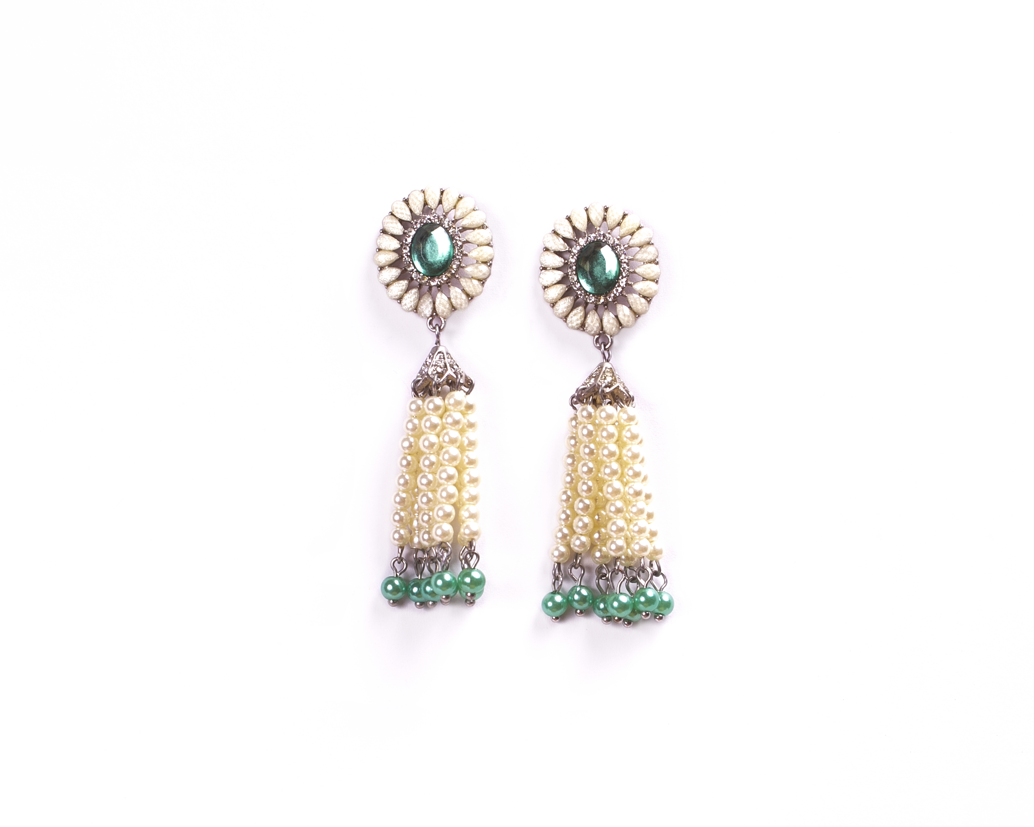 Gold-Polished Alloy Pearl Round Designer Earrings - The Pari