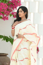 Beatitude Off White Cotton Handloom Saree | Grocsy