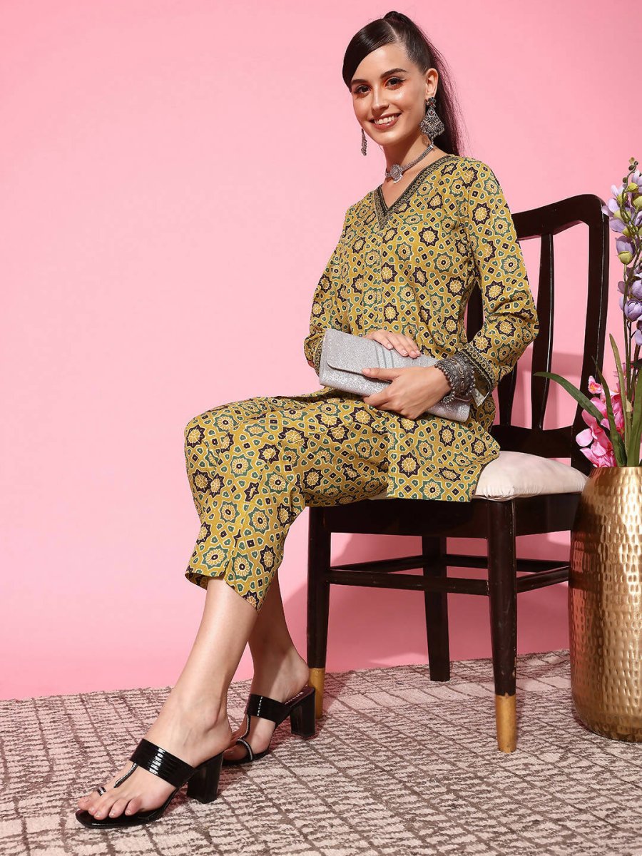 Ahalyaa Women's Traditional Wear Co-ods - Mustard | Grocsy