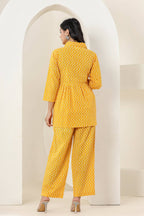 Kaajh Women's Yellow Zigzag Print Cotton Co-ord Set | Grocsy