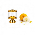 Not Available Pure Brass Ghee Diya for Puja with Glass Cover | Grocsy