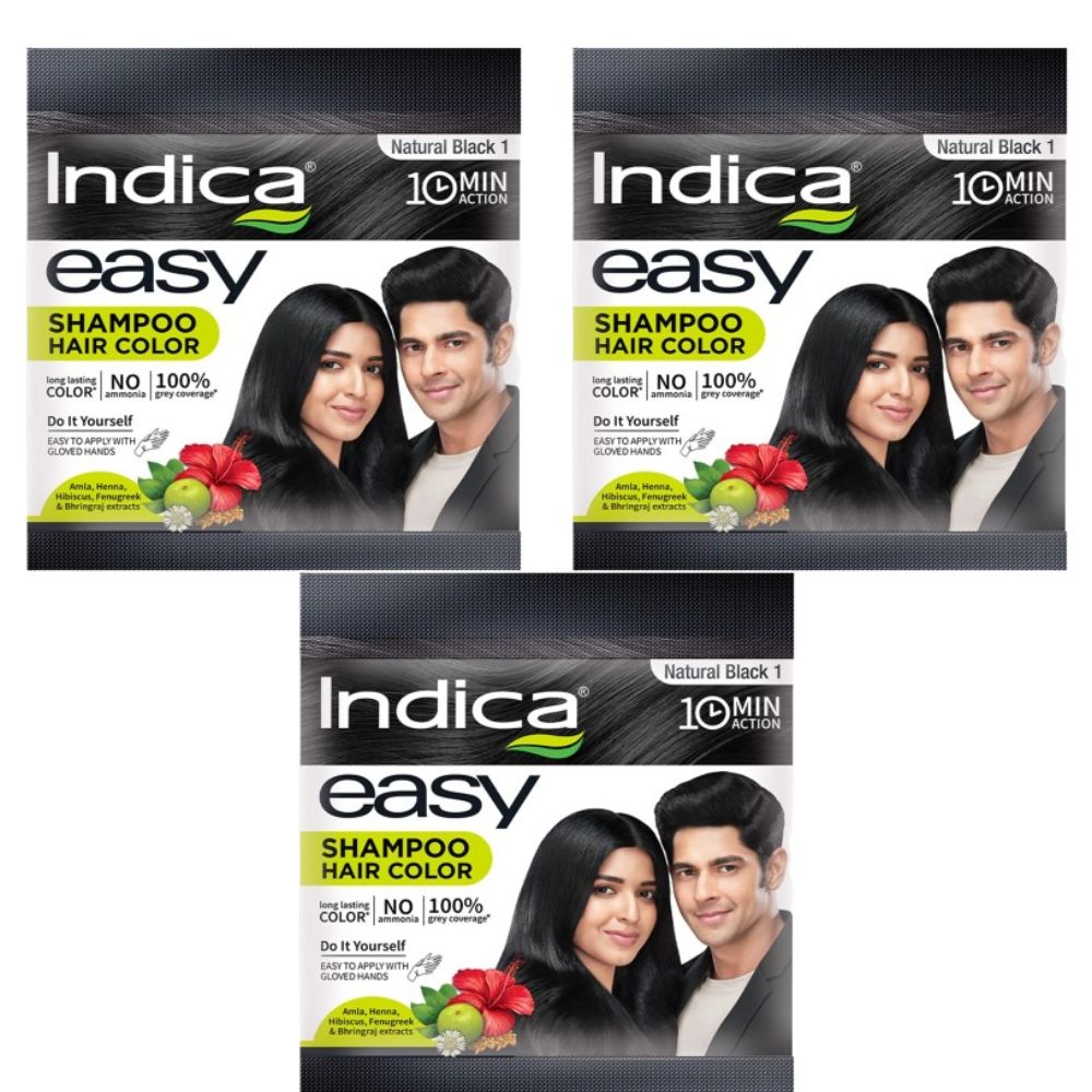 Indica Easy Hair Color Shampoo Natural Black | Grocsy
