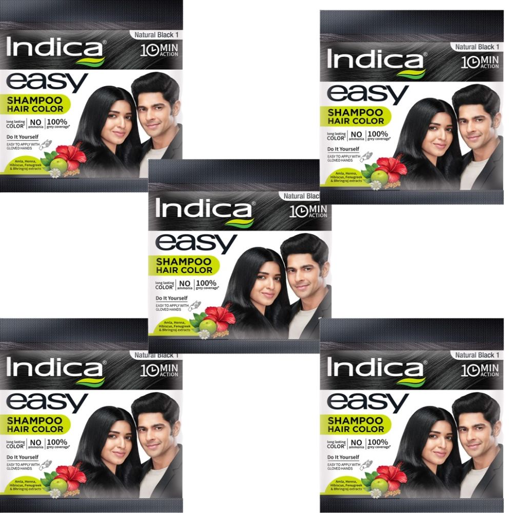 Indica Easy Hair Color Shampoo Natural Black | Grocsy