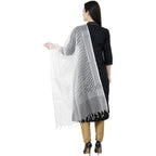 A R Silk Silver Leheriya Fancy Dupatta White Color Dupatta or Chunni | Grocsy