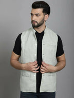 Even Apparels Nehru Jacket With Welt Pockets - Green | Grocsy